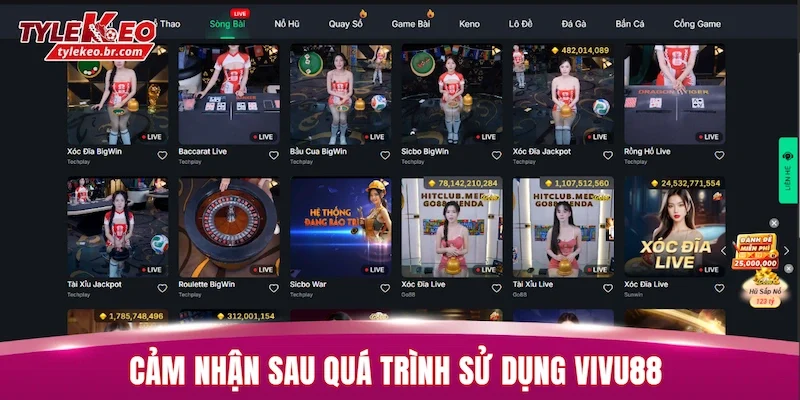 Cảm nhận sau quá trình sử dụng VIVU88