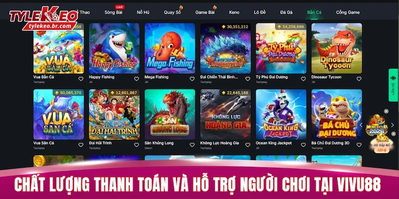 Chất lượng thanh toán và hỗ trợ người chơi tại VIVU88